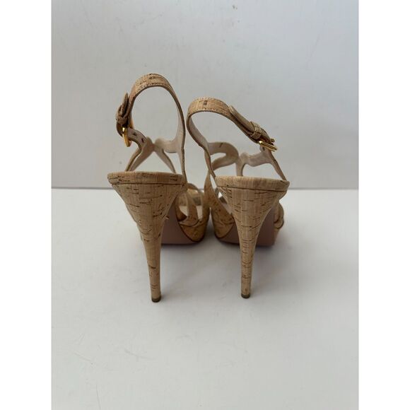 Prada Cork Slingback Heel Sandals - Picture 4 of 6